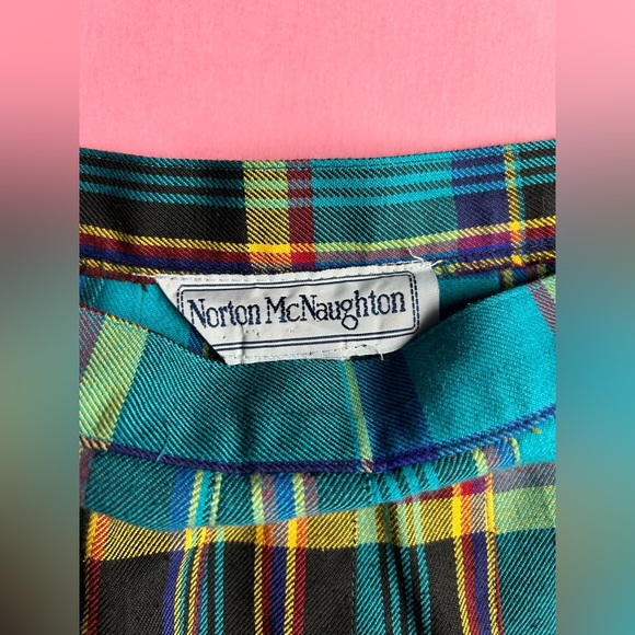 LAST CHANCE Norton McNaughton Teal Vintage Academia Plaid Pleated Midi Skirt - Picture 5 of 5